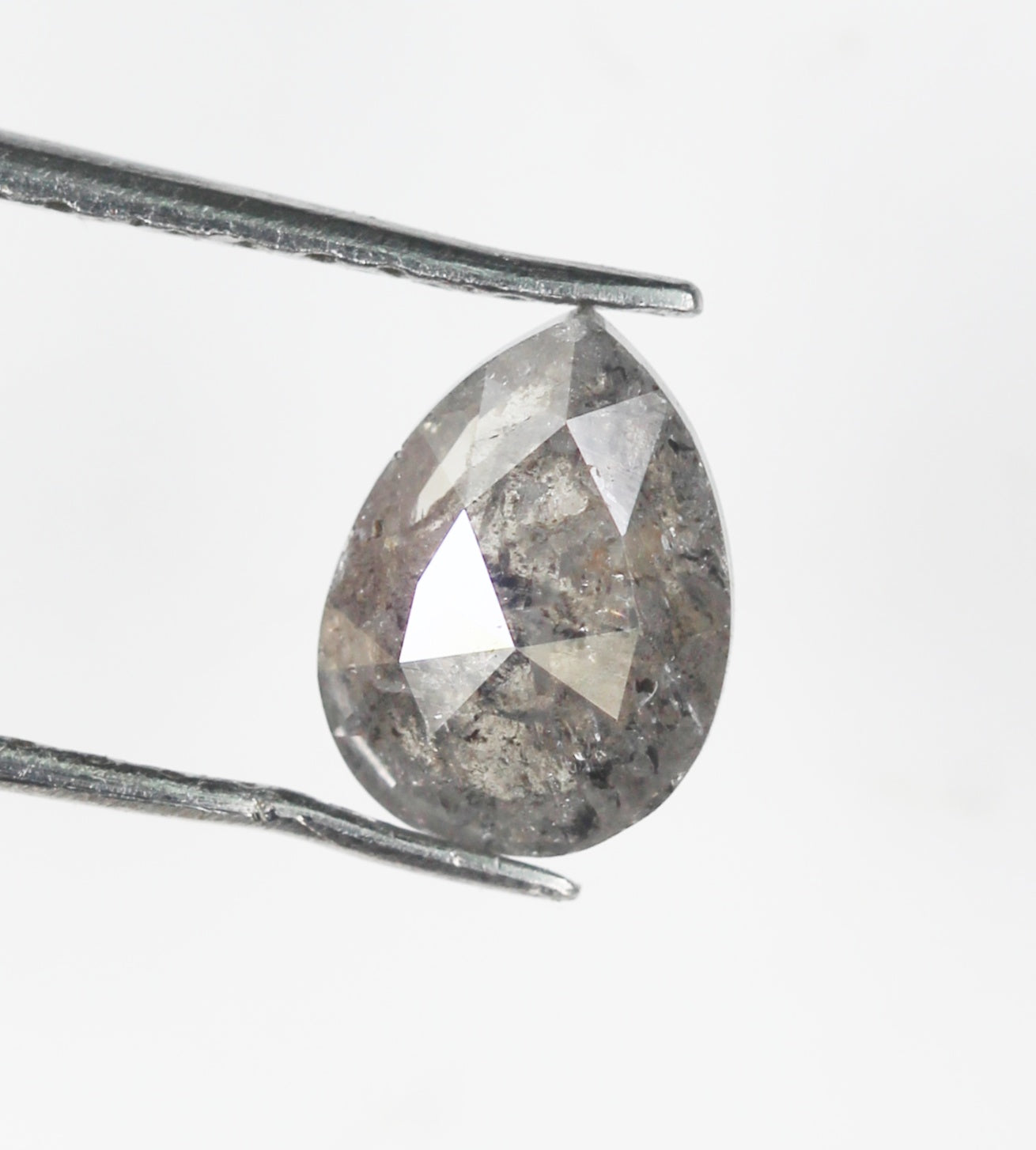 0.59 CT 6.7 MM Natural Loose Pear Salt And Pepper Diamond Grey Color Pear Shape Rose Cut Diamond NJ1081