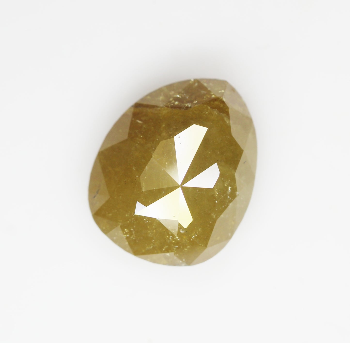 5.78 CT Natural Loose Diamond, Pear Diamond, Greenish Yellow Diamond, Rustic Diamond, Rose Cut Diamond, Pear Cut Diamond, Fancy Color Diamond M40