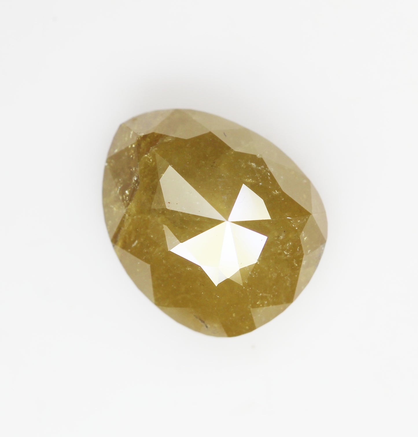 5.78 CT Natural Loose Diamond, Pear Diamond, Greenish Yellow Diamond, Rustic Diamond, Rose Cut Diamond, Pear Cut Diamond, Fancy Color Diamond M40