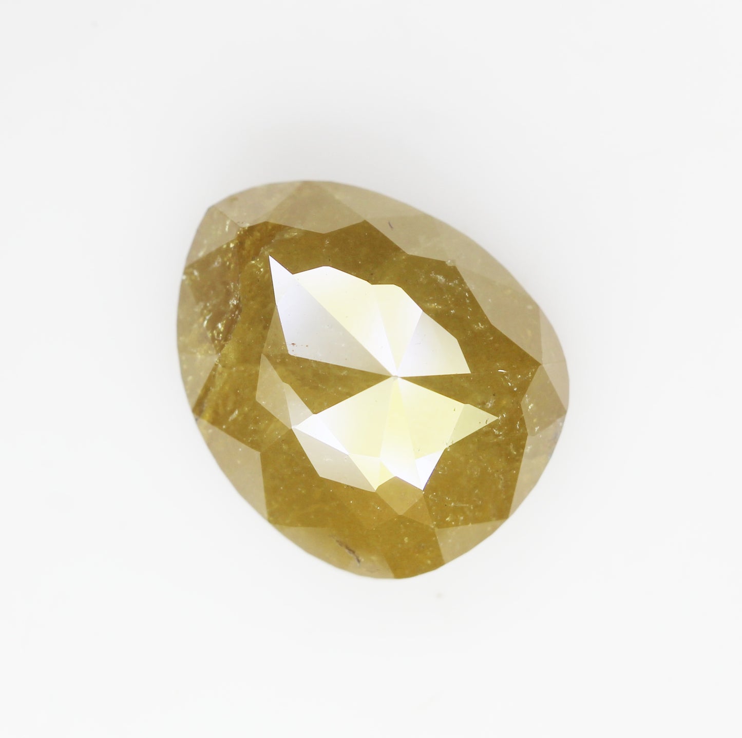 5.78 CT Natural Loose Diamond, Pear Diamond, Greenish Yellow Diamond, Rustic Diamond, Rose Cut Diamond, Pear Cut Diamond, Fancy Color Diamond M40