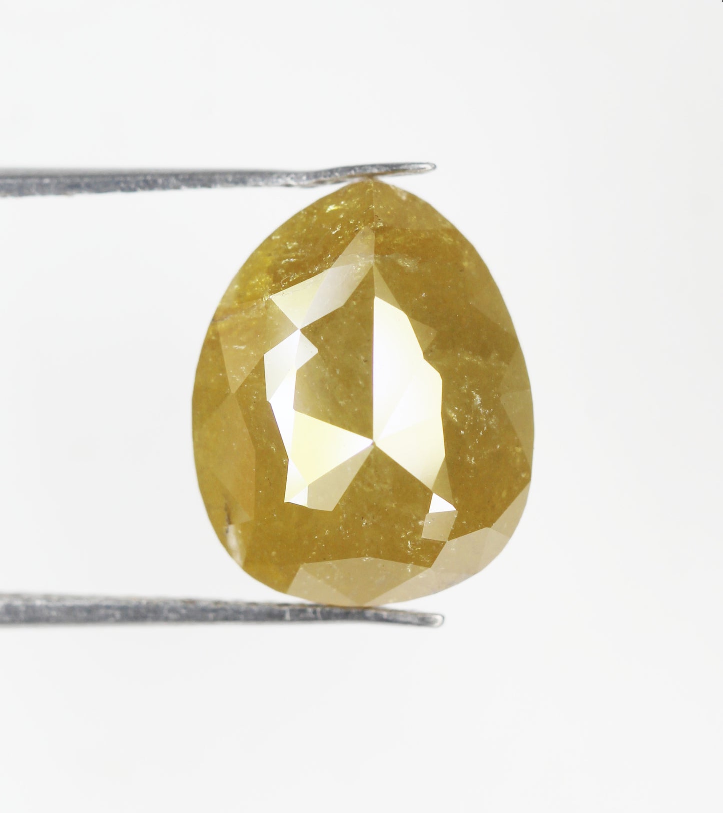 5.78 CT Natural Loose Diamond, Pear Diamond, Greenish Yellow Diamond, Rustic Diamond, Rose Cut Diamond, Pear Cut Diamond, Fancy Color Diamond M40