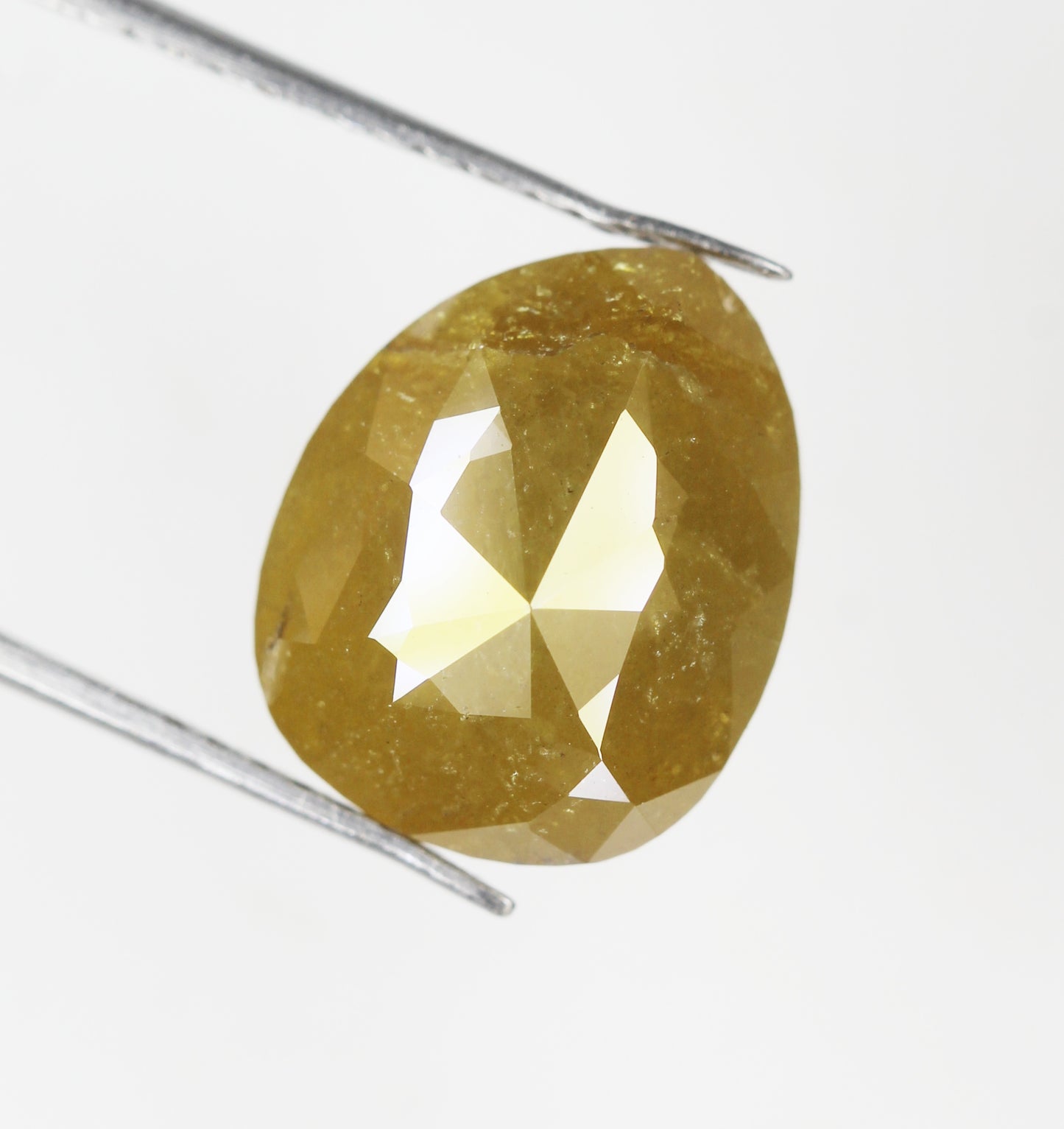 5.78 CT Natural Loose Diamond, Pear Diamond, Greenish Yellow Diamond, Rustic Diamond, Rose Cut Diamond, Pear Cut Diamond, Fancy Color Diamond M40