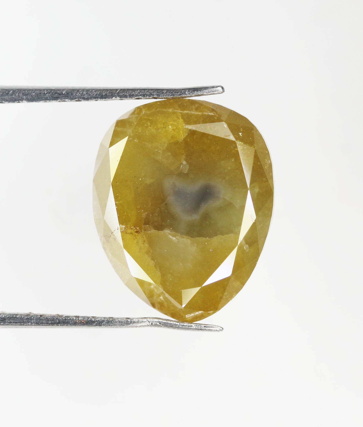 5.78 CT Natural Loose Diamond, Pear Diamond, Greenish Yellow Diamond, Rustic Diamond, Rose Cut Diamond, Pear Cut Diamond, Fancy Color Diamond M40