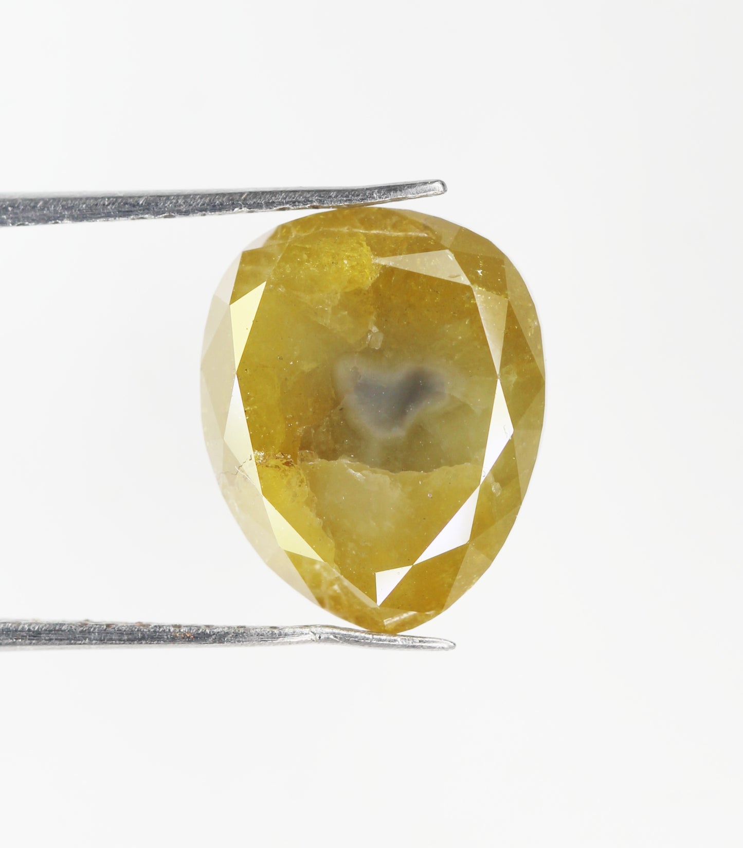 5.78 CT Natural Loose Diamond, Pear Diamond, Greenish Yellow Diamond, Rustic Diamond, Rose Cut Diamond, Pear Cut Diamond, Fancy Color Diamond M40