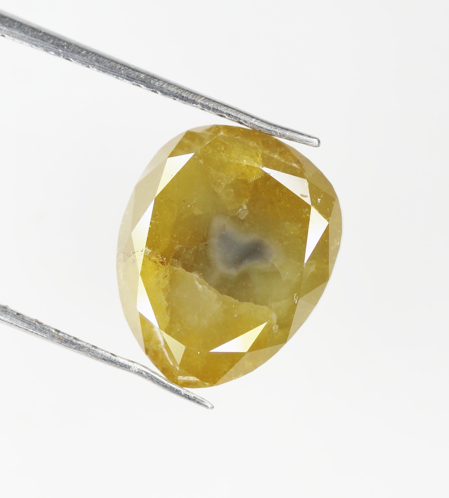 5.78 CT Natural Loose Diamond, Pear Diamond, Greenish Yellow Diamond, Rustic Diamond, Rose Cut Diamond, Pear Cut Diamond, Fancy Color Diamond M40