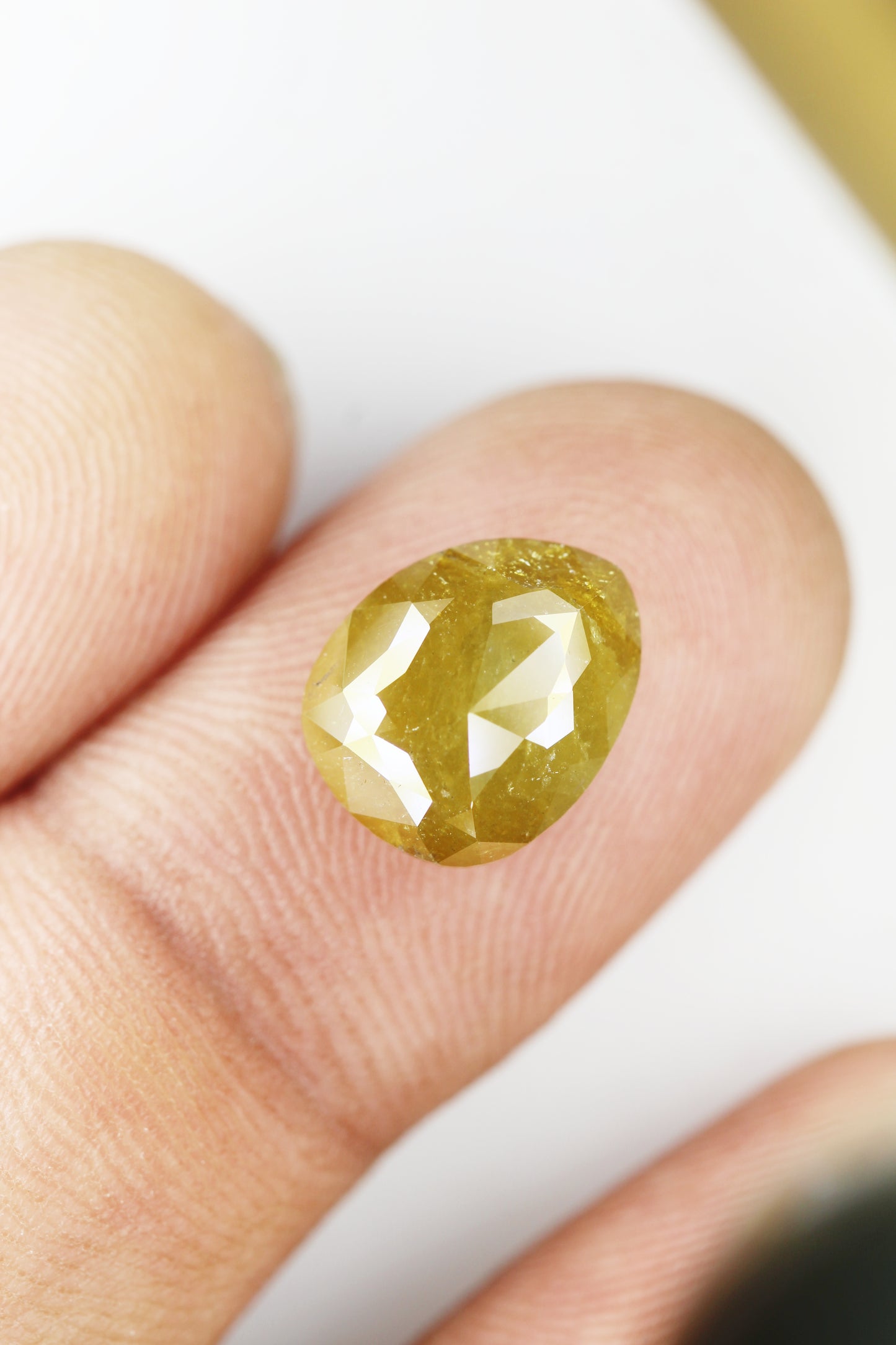 5.78 CT Natural Loose Diamond, Pear Diamond, Greenish Yellow Diamond, Rustic Diamond, Rose Cut Diamond, Pear Cut Diamond, Fancy Color Diamond M40