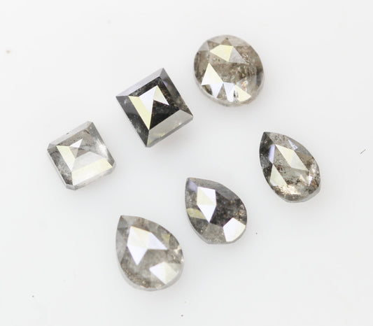 Natural Loose Mix Shape Salt And Pepper Diamond Black Grey Color 1.58 CT Mix Shape Rose Cut Diamond NJ324