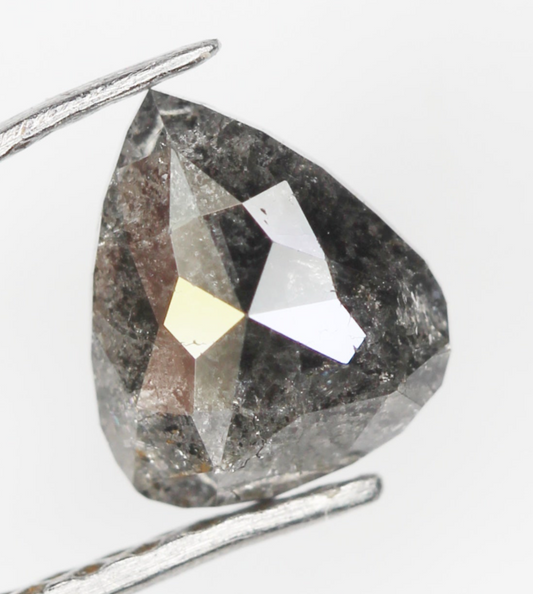 Natural Loose Pear Salt And Pepper Diamond 0.72 CT 6.4 MM Grey Color Pear Shape Rose Cut Diamond NJ749