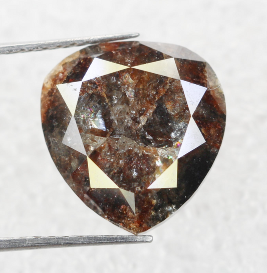 8.15 Ct Natural Loose Diamond, Pear Diamond, Brown Diamond, Polished Diamond, Real Diamond, Rustic Diamond, Antique Diamond NJ470