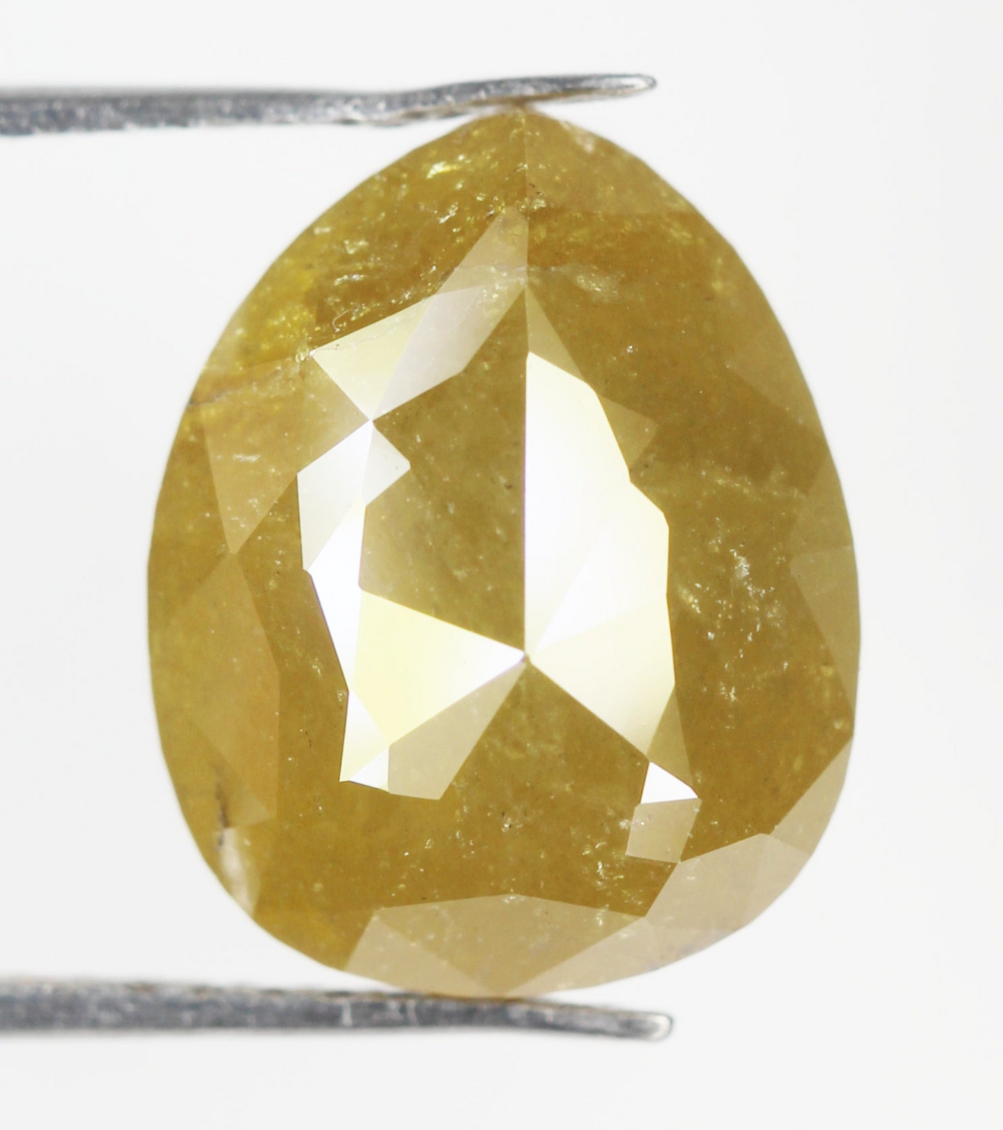 5.78 CT Natural Loose Diamond, Pear Diamond, Greenish Yellow Diamond, Rustic Diamond, Rose Cut Diamond, Pear Cut Diamond, Fancy Color Diamond M40